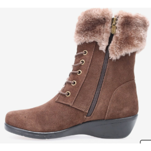 Propet Women's Winslow Mid Calf Boots, Chocolate, 10 Wide US - Picture 3 of 4